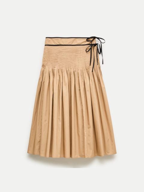 J.CREW Faux side-tie pleated skirt in cotton poplin