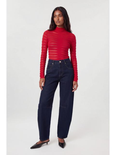 KAREN MILLEN Textured Geo Knitted Viscose Top With Cuff Splits