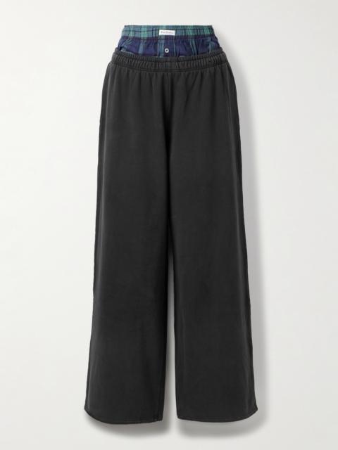 Acne Studios Layered Organic Cotton-jersey And Checked Flannel Track Pants