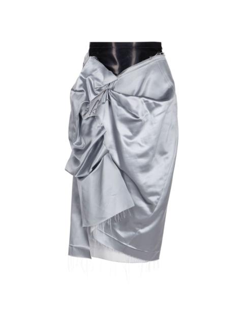 deconstructed satin pencil skirt