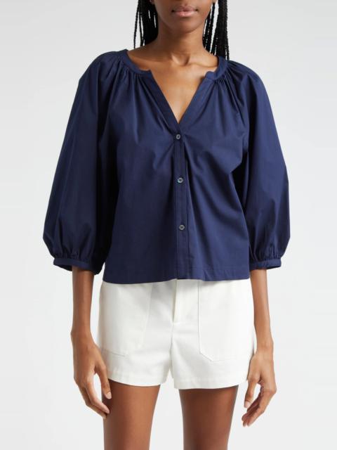 New Dill Stretch Cotton Button-Up Blouse