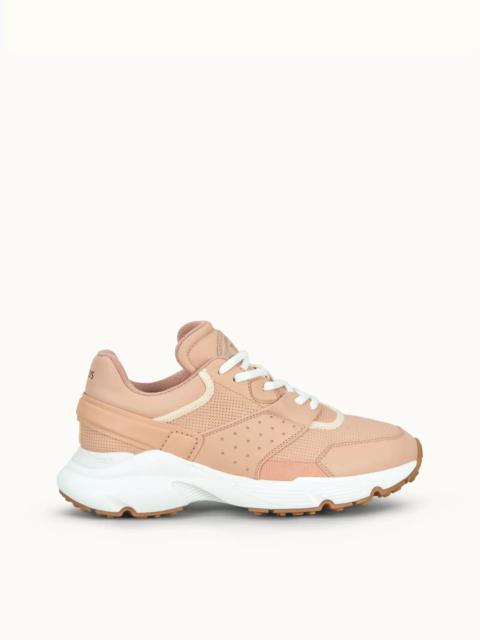 Tod's SNEAKERS IN LEATHER AND HIGH-TECH FABRIC - PINK