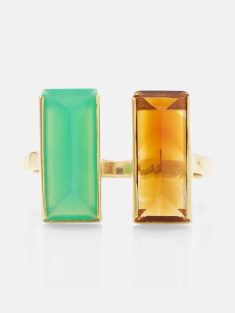 ALIITA Bi Maxi 9kt gold ring with chrysoprase and citrine
