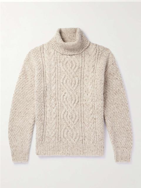 Newcastle Mélange Cable-Knit Wool and Cashmere-Blend Rollneck Sweater