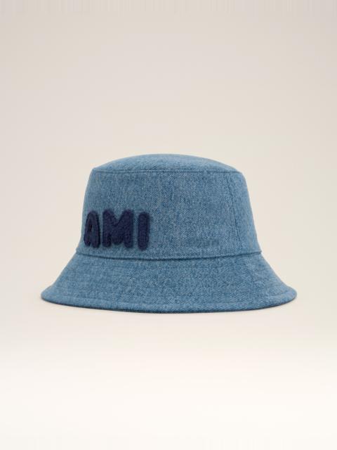 AMI Paris BLUE COTTON AMI PARIS PATCH BUCKET HAT