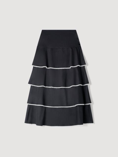 Sandro MAXI RUFFLED RHINESTONE SKIRT