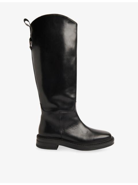 WHISTLES Pull-Tab Leather Knee-High Boots
