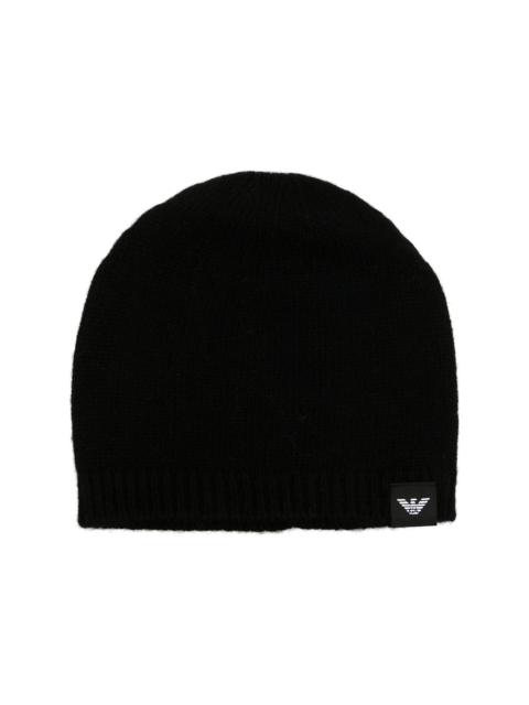 logo-patch knitted beanie