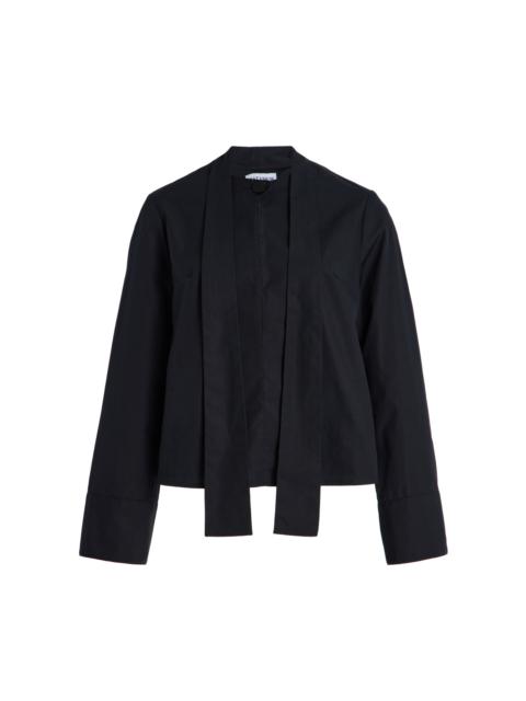 MATTHEW BRUCH Scarf-Neck Cotton-Poplin Top black