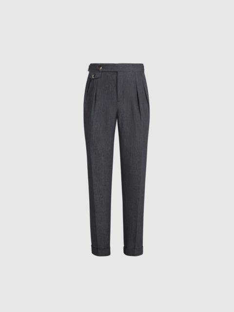 Brunello Cucinelli Lightweight délavé linen trousers with reversed double pleats and waist tabs