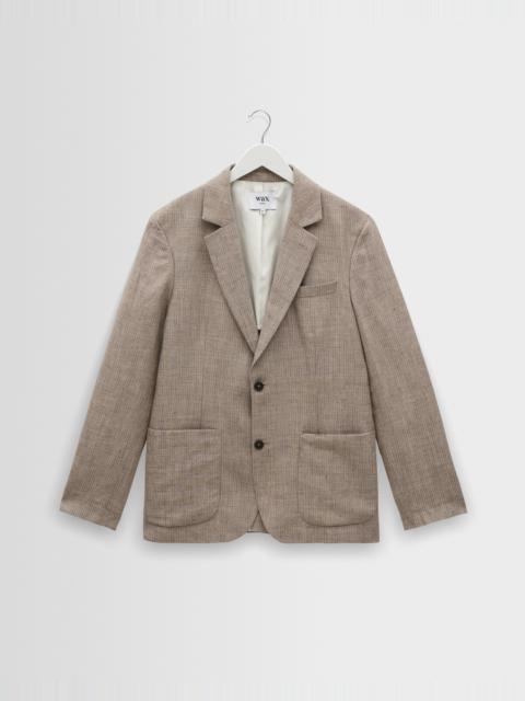 Wax London Fintry - Natural And Brown Stripe Linen Single-Breasted Blazer
