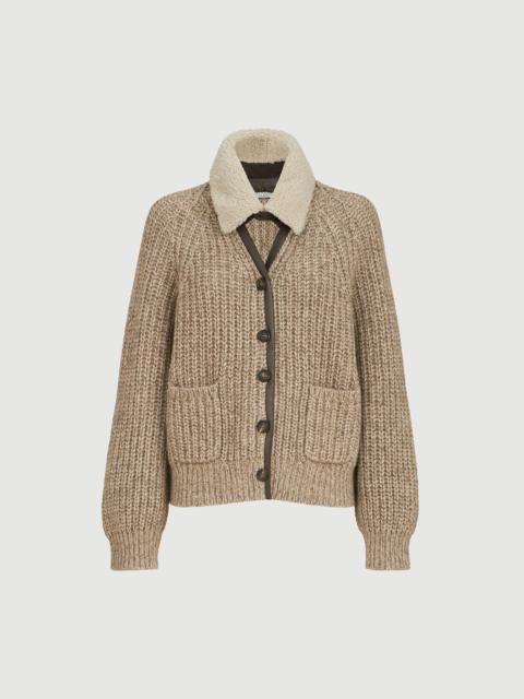 Brunello Cucinelli Sparkling cashmere, mohair and wool ribbed cardigan with detachable shearling insert