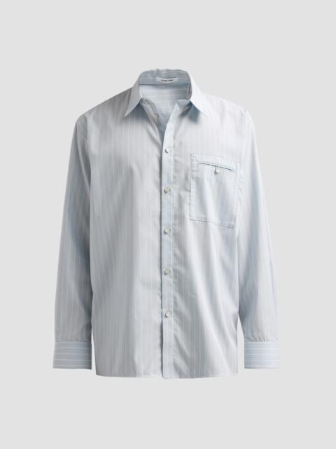 Helmut Lang Men's Striped Cotton Poplin-Blend Relaxed-Fit Shirt - Light Blue Multi