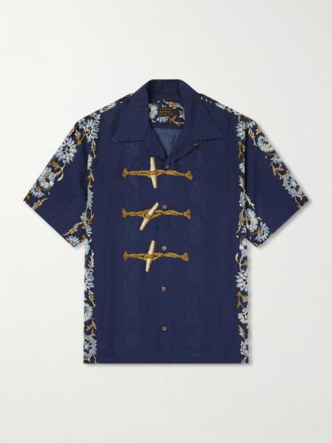 Kapital Toggle & Maille Convertible-Collar Printed Woven Shirt