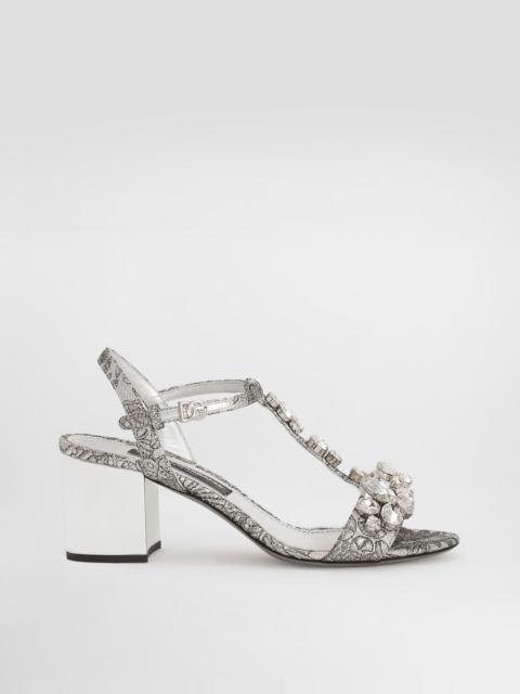 Dolce & Gabbana Brocade sandals with stones embroidery