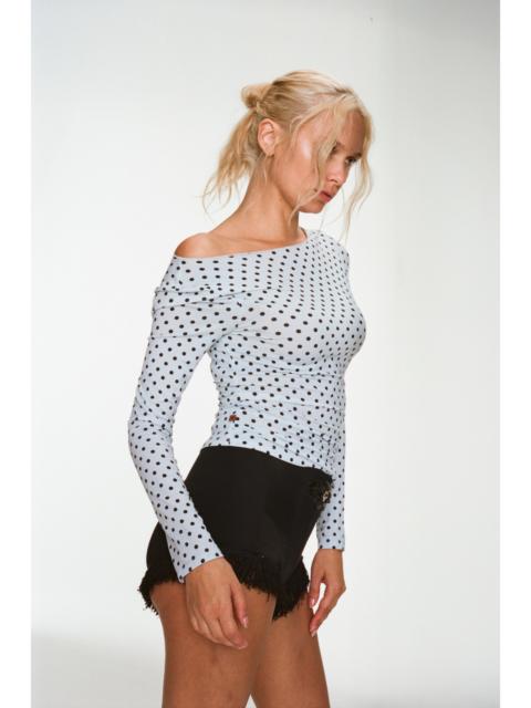AMELIA TOP - BABY BLUE POLKA DOT