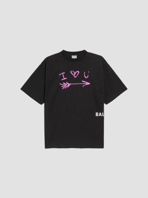 BALENCIAGA Men's I Love U Medium Fit T-Shirt - Black