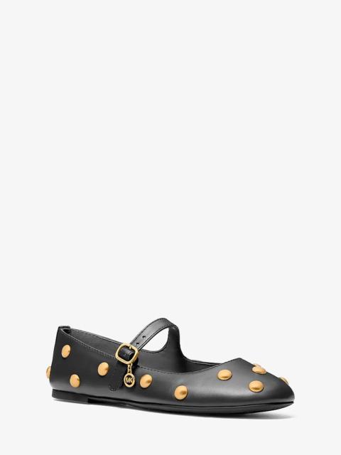 MICHAEL KORS Nellie Flex Studded Leather Ballet Flat
