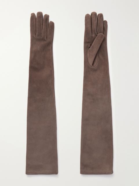 NOUR HAMMOUR Suede gloves Gray