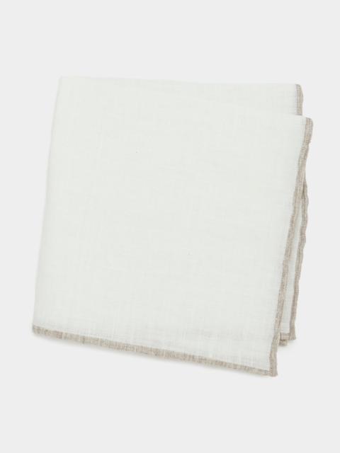 TODD SNYDER Italian Tipped Linen Pocket Square in Khaki