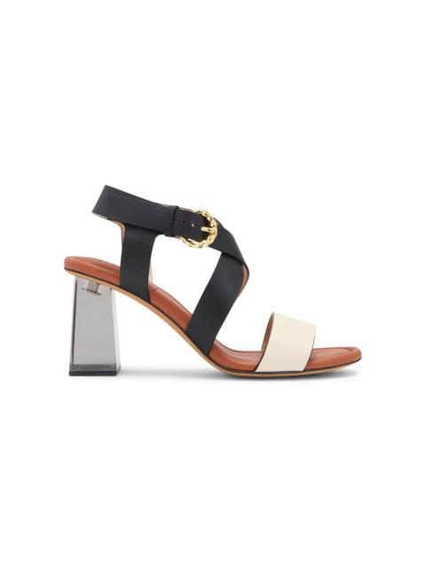 Elora Criss-Cross Leather Sandals black/white