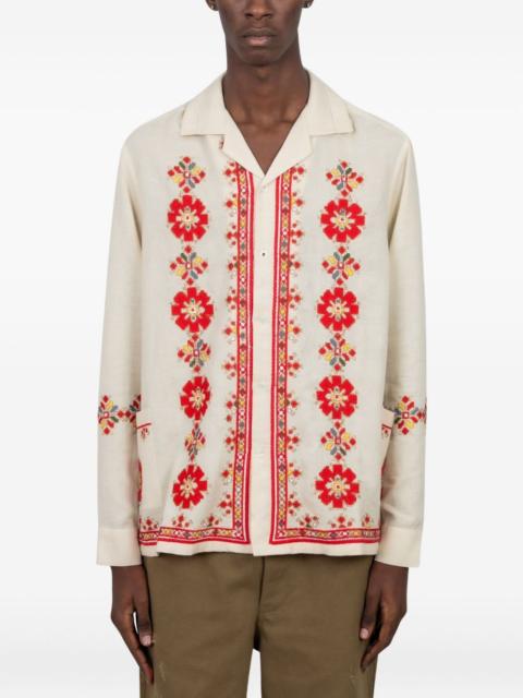 baziszt floral-embroidered revere shirt