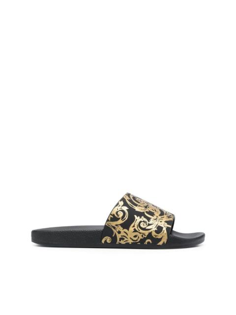 VERSACE JEANS COUTURE baroque-print textured slides