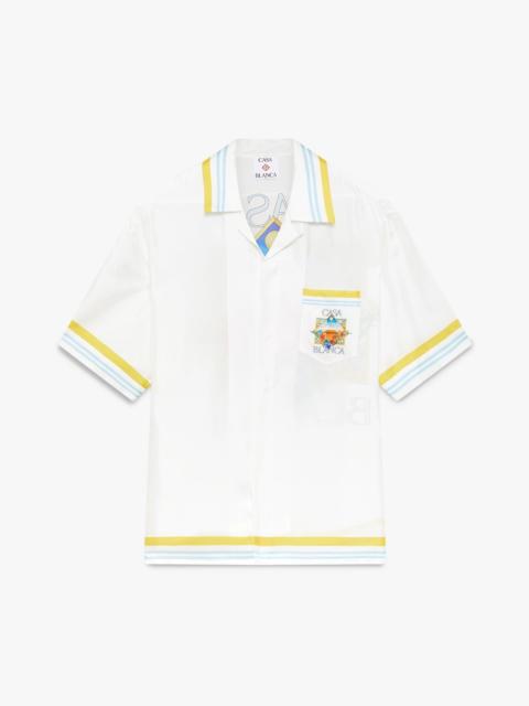 CASABLANCA White Tennis Landscape Short Sleeve Silk Shirt