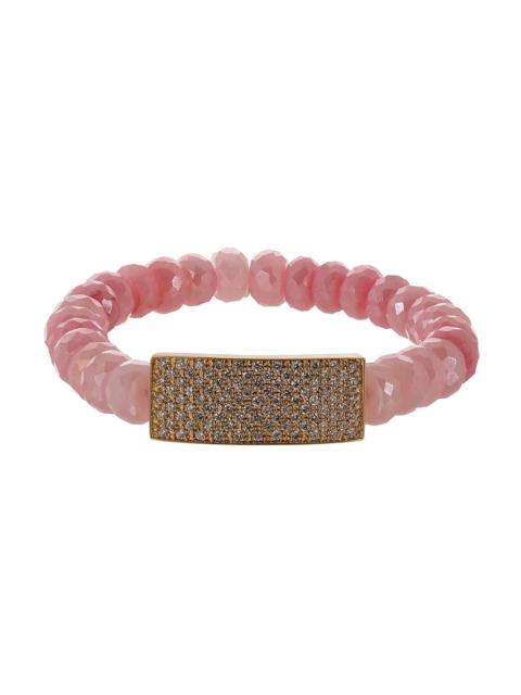SYDNEY EVAN Pink Opal Diamond Pave ID Bar Bracelet