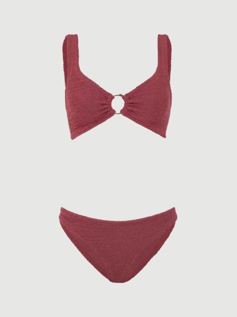 Hunza G JULIA WITH GOLD HOOP BIKINI METALLIC ROSEWOOD