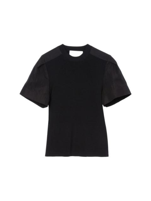 panelled fine-ribbed T-shirt