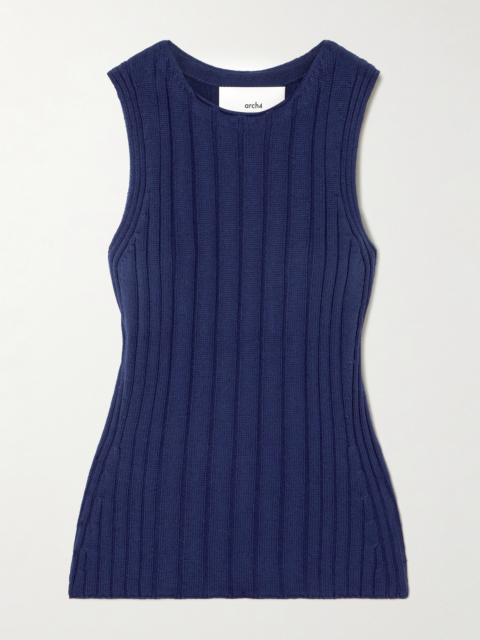 arch4 Bosherton Ribbed Cotton, Silk And Cashmere-blend Tank