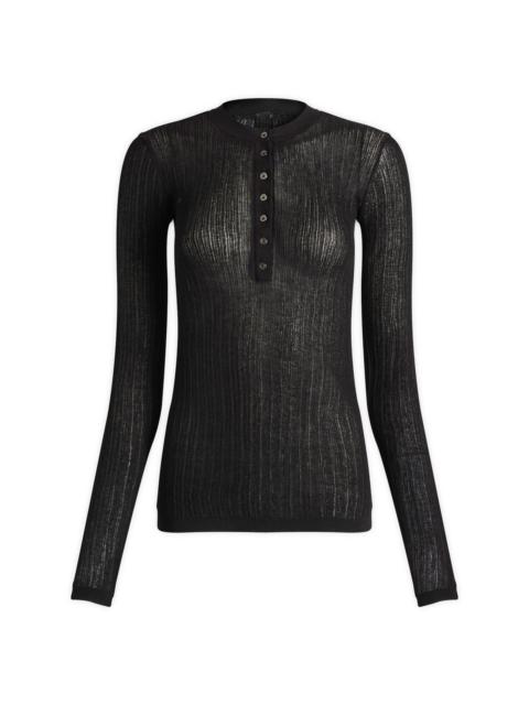 SKIMS SKIMS Sheer Knit Long Sleeve Henley Top