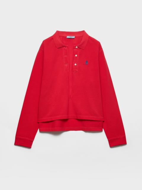 Prada Long-sleeved cotton piqué polo shirt