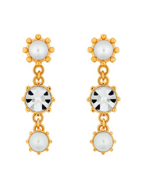 Oscar de la Renta Women's 24K-Gold-Plated, Imitation Pearl & Glass Crystal Drop Earrings - Pearl