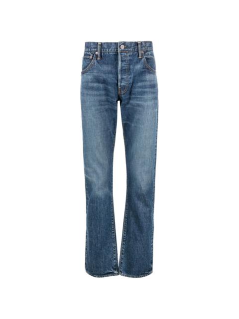 visvim logo-patch cotton straight-leg jeans