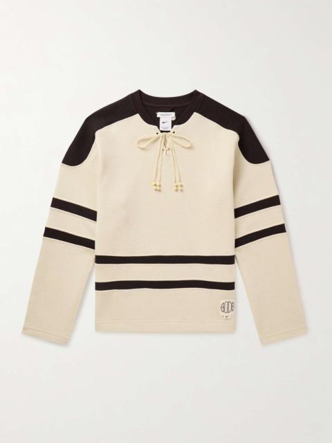 + BODE Logo-Appliquéd Striped Brushed-Jersey Sweatshirt