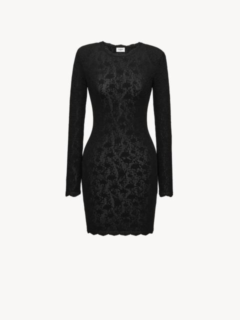 SAINT LAURENT MINI DRESS IN FLORAL MESH KNIT