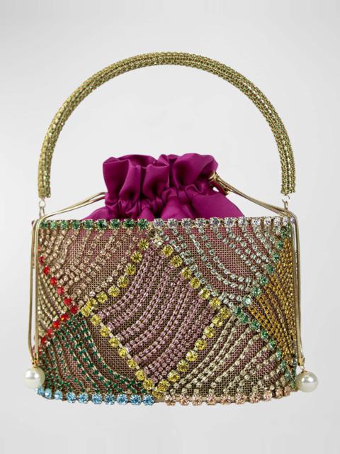 Rosantica Holli Patchwork Crystal Top-Handle Bag