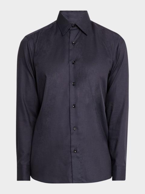 Brioni 남자의 면 Houndstooth 스포츠 셔츠