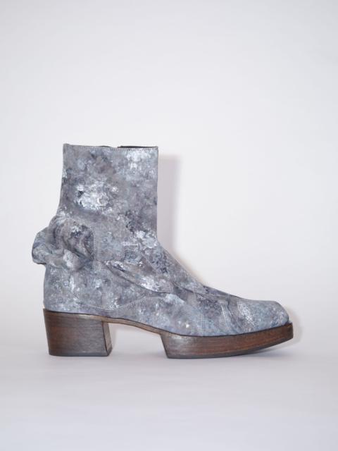Digital print leather ankle boots - Multi grey