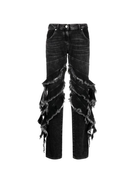 Blumarine ruffle-trim straight-leg jeans