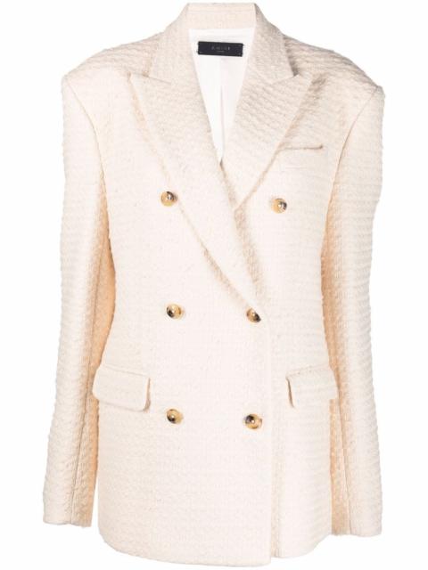 double-breasted bouclé blazer