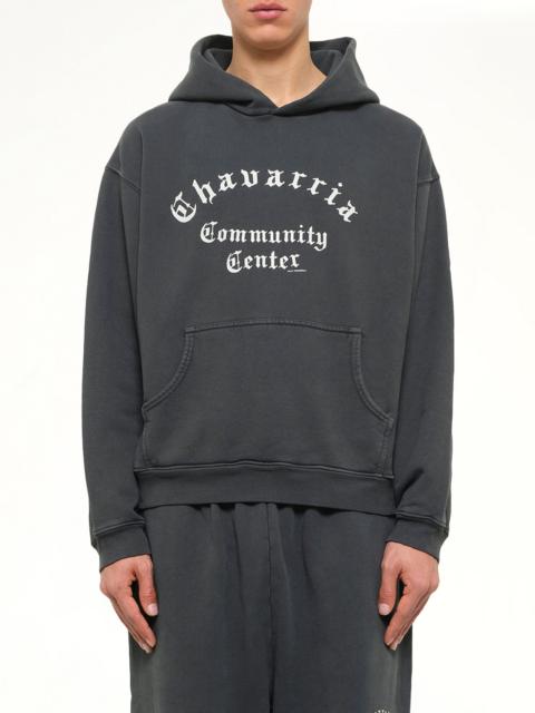 WILLY CHAVARRIA Chavarria Community Center Shrunken Hoodie in Pirate Black