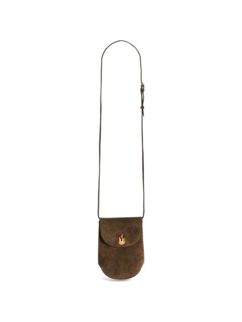 SAVETTE Tondo Suede Crossbody Pouch in Mink at Nordstrom