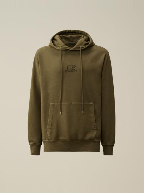C.P. Company Brushed and Emerized Diagonal Fleece Logo Hooded Sweatshirt