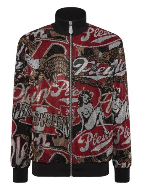 PHILIPP PLEIN rhinestone-embellished print track jacket