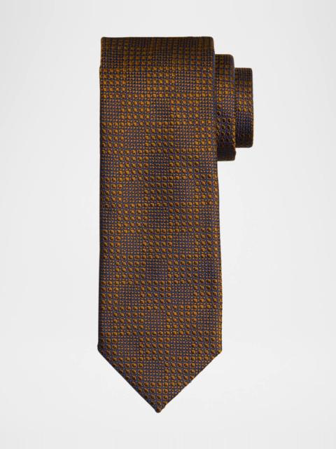 Brioni Men's Textured Check Jacquard Silk Tie