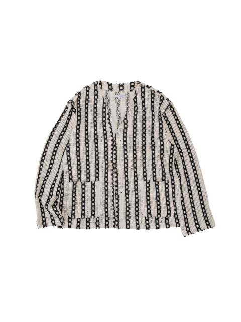 Engineered Garments Knit Cardigan White/Black Stripe CP Crochet