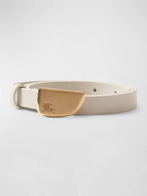 Burberry Brushed Shield Buckled White Leather Skinny Belt